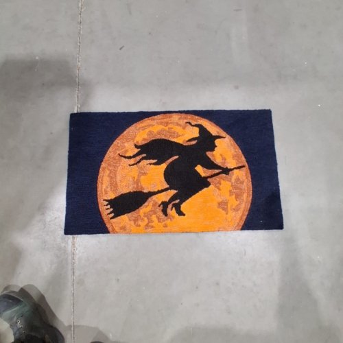 HALLOWEEN RUG - 22" X 38" - ORANGE, BLACK AND NAVY image 2