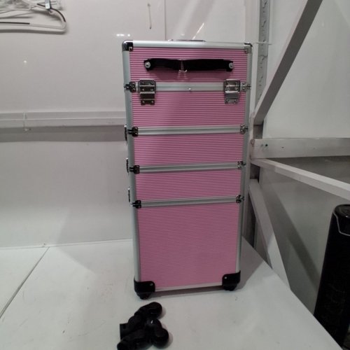 4-IN-1 ROLLING MAKEUP STORAGE COSMETIC CASE TROLLEY - 30" X 13" X 10" - PINK image 3