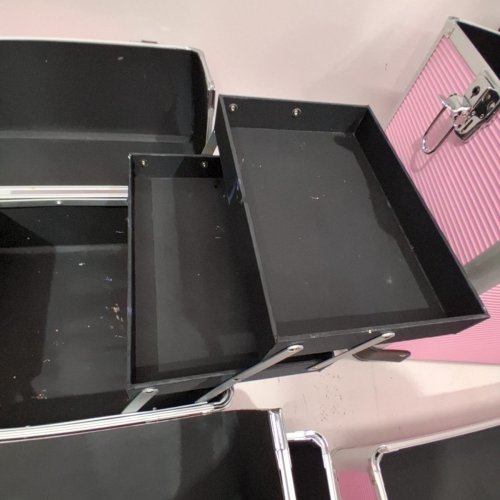 4-IN-1 ROLLING MAKEUP STORAGE COSMETIC CASE TROLLEY - 30" X 13" X 10" - PINK image 8