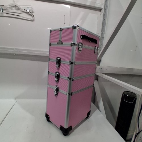 4-IN-1 ROLLING MAKEUP STORAGE COSMETIC CASE TROLLEY - 30" X 13" X 10" - PINK image 11