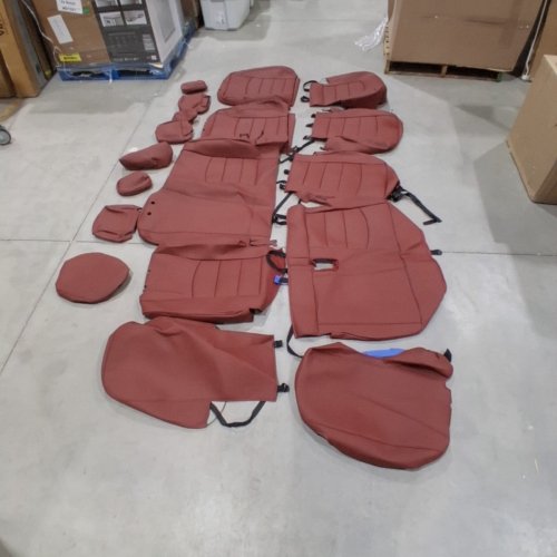 18PC EKR FAUX LEATHER SEAT COVERS FOR 2015-22 FORD F150 XL/XLT & 2017-22 FORD F250/F350 SUPER DUTY XL/XLT TRUCKS - BURGUNDY (MODEL: F15037) image 2