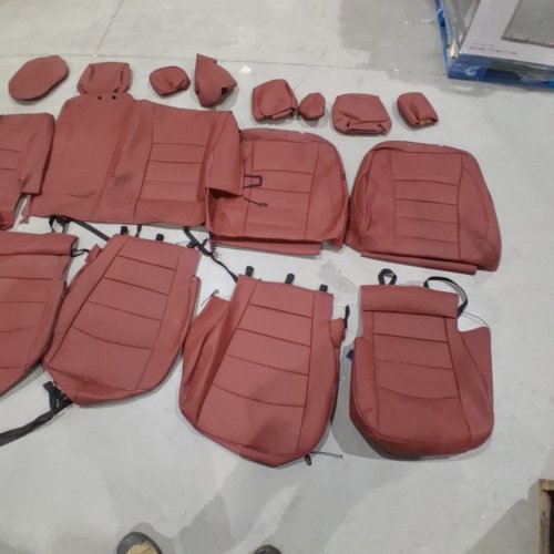 18PC EKR FAUX LEATHER SEAT COVERS FOR 2015-22 FORD F150 XL/XLT & 2017-22 FORD F250/F350 SUPER DUTY XL/XLT TRUCKS - BURGUNDY (MODEL: F15037) image 4