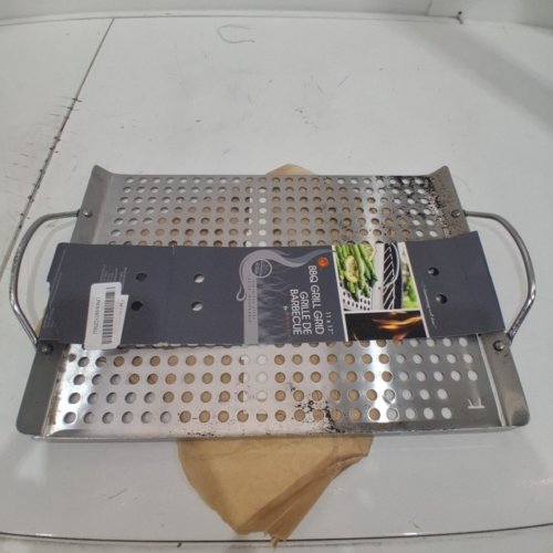OUTSET STAINLESS STEEL GRILL TOPPER GRID, 11"X17" DURABLE BBQ TRAY image 2