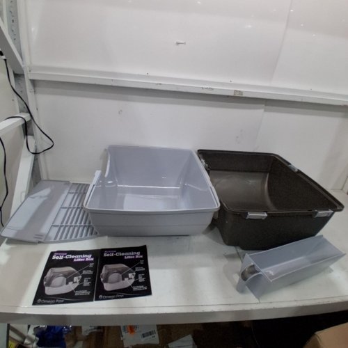 OMEGA PAW ROLL 'N CLEAN LITTER BOX - 18.5"x16.5"x17"- GREY/BROWN image 2