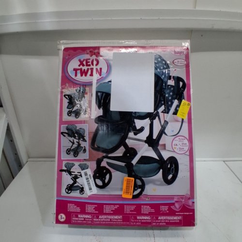 BAYER DESIGN TWIN DOLLS PRAM XEO ADJUSTABLE HANDLE BABY STROLLER FOR DOLLS WITH SIDE BAG - TEAL/ GREEN /WHITE (MODEL: 26758AA)) image 4