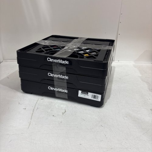 3PK CLEVERMADE COLLAPSIBLE MILK CRATE - 25 L - BLACK (MODEL: 1980094) image 4