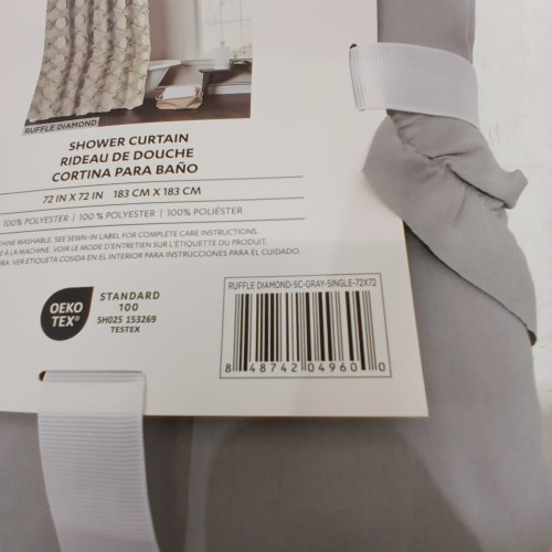 LUSH DECOR RUFFLE DIAMOND SHOWER CURTAIN - 72" X 72" - GREY image 2