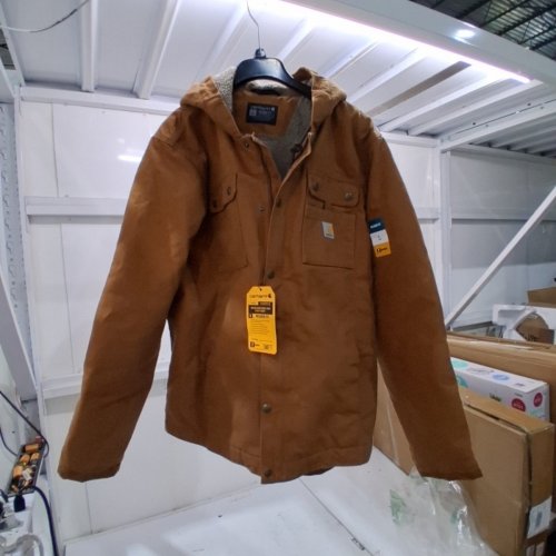 MEN'S CARHARTT RELAXED FIT WASHED DUCK SHERPA-LINED UTILITY JACKET - LARGE TALL - BROWN (STYLE: OJ3826-M) image 2