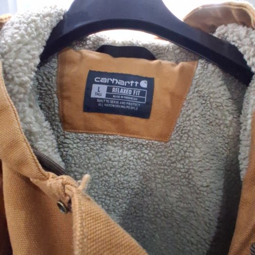MEN'S CARHARTT RELAXED FIT WASHED DUCK SHERPA-LINED UTILITY JACKET - LARGE TALL - BROWN (STYLE: OJ3826-M) image 3