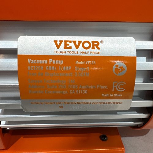 SINGLE STAGE DEGASSING VACUUM CHAMBER AND 3.5 CFM PUMP KIT WITH HOSE - 5 GAL - STAINLESS STEEL (MODEL: VP125) image 2