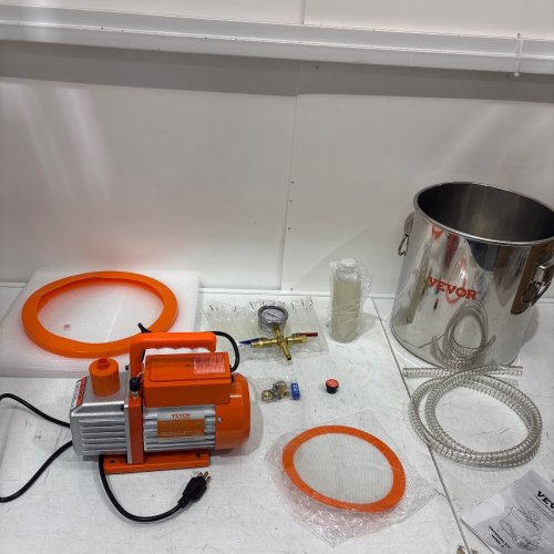 SINGLE STAGE DEGASSING VACUUM CHAMBER AND 3.5 CFM PUMP KIT WITH HOSE - 5 GAL - STAINLESS STEEL (MODEL: VP125) image 3