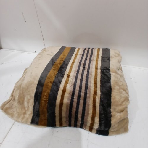 THRESHOLD STRIPED MICROPLUSH BLANKET - QUEEN - BROWN image 3