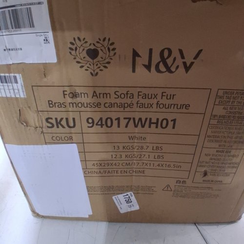 N&V PLUSH FAUX FUR FOAM LOUNGE CHAIR - WHITE (ITEM: 94017WH01) image 2