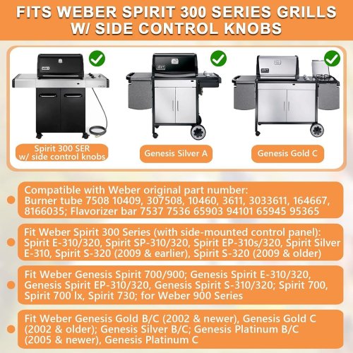 8PC PETKAO FLAVORIZER BARS AND TUBE BURNERS FOR WEBER GENESIS SILVER B/C - STAINLESS STEEL image 2
