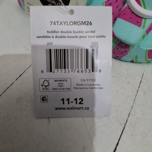 TODDLER DOUBLE BUCKLE SANDALS - 11-12 - TURQUOISE WATERMELON PRINT (STYLE: 74TAYLORGM26) image 3