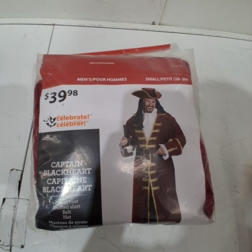 4PC MEN'S PIRATE CAPTAIN BLACKHEART COSTUME - SMALL (28-30) - RED image 2