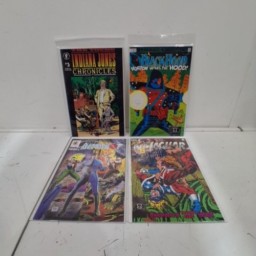 4 ASSTD IMPACT, VALIANT, AND DARK HORSE COMIC BOOKS - BLOODSHOT #5, THE JAGUAR #9, THE YOUNG INDIANA JONES CHRONICLES #3, BLACK HOOD #7 - VARIOUS AUTHORS image 2