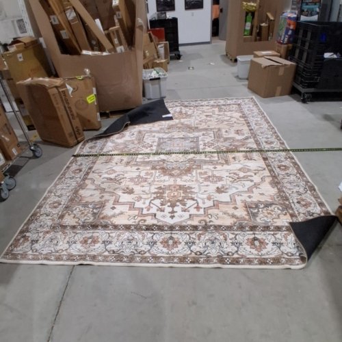 FLORAL BOHO PRINTED CARPET ORNATE PATTERNED AREA RUG - 10FT X 8FT - CREAM/BROWN image 4