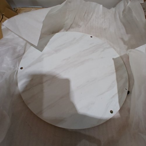 2PC YUDA ROUND MODERN NESTING COFFEE TABLES - WHITE MARBLE/GOLD - (MODEL: 807-GD-WH) image 2