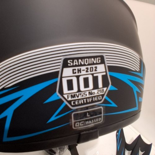 4PC UNISEX SANQING YOUTH DIRT BIKE/MOTOCROSS HELMET WITH GLOVES & GOGGLES - LARGE - BLUE/BLACK(MODEL: FMVSS-218) image 3