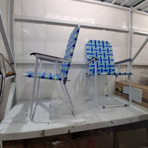 2PK COSTWAY FOLDING BEACHCHAIR - WOVEN FABRIC - BLUE GREEN image 2