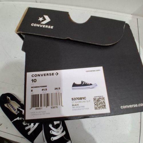 WOMEN'S CONVERSE CHUCK TAYLOR ALL STAR SHORELINE SLIP SNEAKERS - SIZE 10 - BLACK / WHITE (STYLE: 537081C) image 5