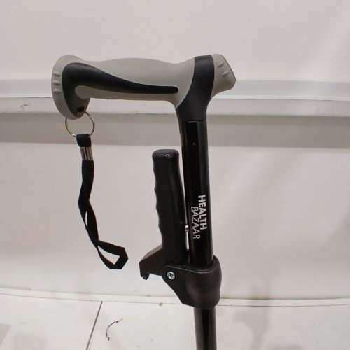 HEALTH BAZAAR ADJUSTABLE QUAD WALKING CANE - BLACK AND GRAY (MODEL: RH1710) image 5