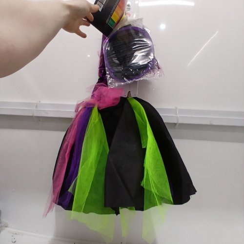 2PC PARTYHOLIC HALLOWEEN WITCH COSTUME - LARGE (10-12) - BLACK / PURPLE / GREEN / PINK image 2