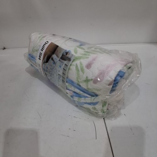 3PC FLORAL PRINT POLYESTER QUILT BEDDING SET - TWIN - BLUE, PINK AND GREEN image 3
