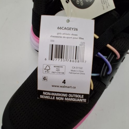 GIRLS' ATHLETIC WORKS MEMORY FOAM SHOES - 4 - BLACK AND PINK (STYLE: 66CAGEY26) image 2