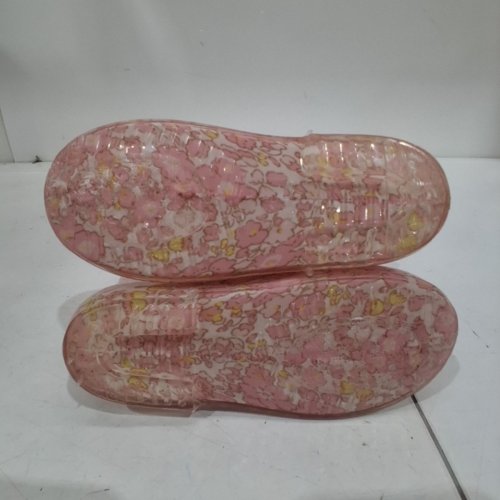 GIRL'S FLORAL PRINT WATERPROOF RUBBER RAIN BOOTS WITH BOW ACCENT - SIZE 9 TODDLER - PINK image 4