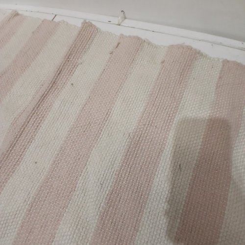 STRIPED FRINGE TASSEL WOVEN RUG - 21" X 31" - BLUSH, IVORY WHITE image 3
