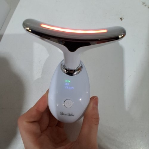 GILUKIYU FACE AND NECK MASSAGER WITH 3 COLOUR MODES FOR THERMAL, VIBRATION, AND MONOCURRENT - 2.5W - WHITE (MODEL: ES-1081) image 2