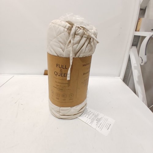 3PC EVERGRACEHOME COTTON SATEEN CHANNEL QUILT SET WITH 2 PILLOW SHAMS - FULL/QUEEN - PARCHMENT/BEIGE image 3