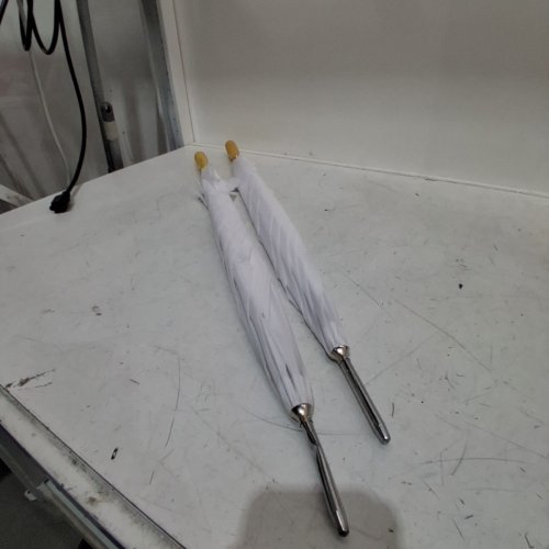 2PK AUTO-OPEN UMBRELLA WITH WOODEN HANDLE - 46"DX39"L - WHITE/NATURAL image 2