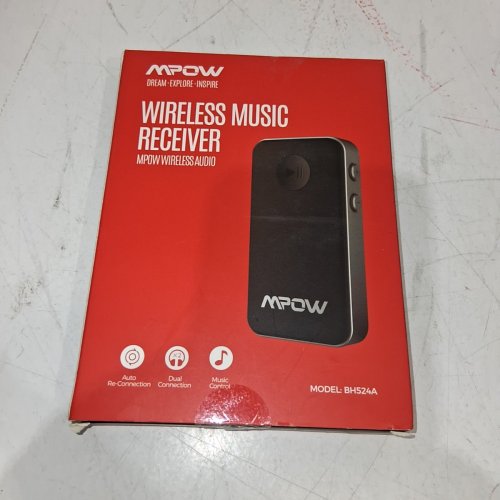 MPOW RECHARGEABLE BLUETOOTH WIRELESS MUSIC RECEIVER WITH 3.5MM AUX ADAPTER - CONNECTS UP TO 2 DEVICES SIMULTANEOUSLY - BLACK (MODEL: BH524A) image 3