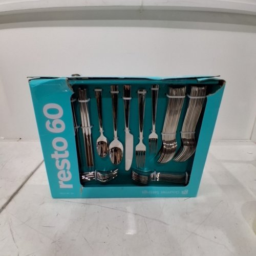 60PC GOURMET SETTINGS RESTO SILVERWARE COLLECTION SET DISHWASHER SAFE, SERVICE FOR 12 - POLISHED STAINLESS STEEL (MODEL: 1177820) image 2