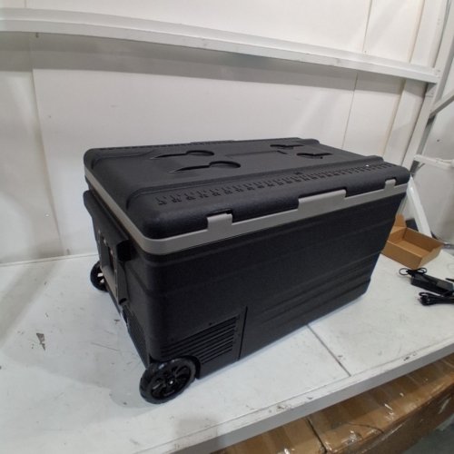 EUHOMY PORTABLE REFRIGERATOR FREEZER WITH DUAL-ZONE ADJUSTABLE COOLING WITH 12/24 V DC & 110–240 V AC POWER, APP & LCD DIGITAL CONTROL, HIGH-EFFICIENCY FROST-FREE COMPRESSOR, WHEELED DESIGN - BLACK / GREY (MODEL: CF011-75BL-CAEH) image 6