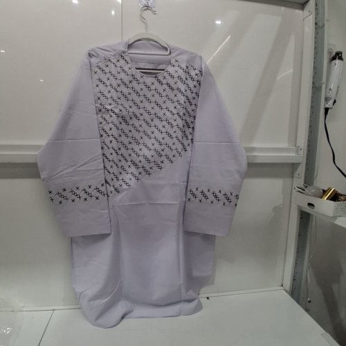 WOMEN'S GEOMETRIC PATTERN LONG-SLEEVE TUNIC - LARGE/EXTRA LARGE - LAVENDER image 2