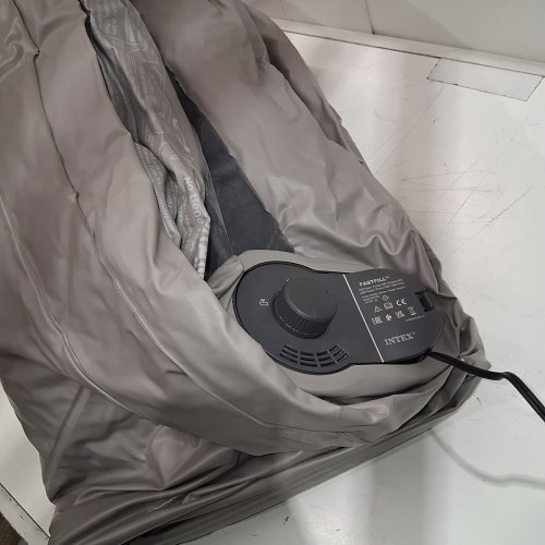 INTEX DURA-BEAM MID-RISE 12" THICK AIR BED MATTRESS WITH BUILT IN USB ELECTRIC PUMP - QUEEN - GREY image 2