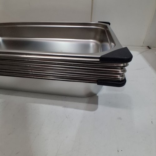 6PK STAINLESS STEEL HOTEL PAN SET - 2.5" DEEP - SILVER - (MODEL: HZ811-65T GN PAN) image 3