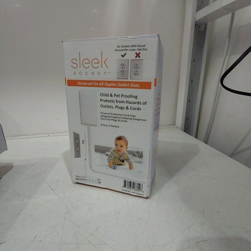 SLEEK SOCKET PET PROOFING & PLUG CONCEALER WITH CORD CLIPS - 8FT FLAT EXTENSION CORD - WHITE (MODEL: 9-PI-OVSZ-W) image 2