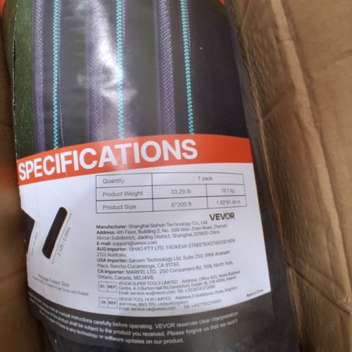 VEVOR 3.2 OZ POLYPROPYLENE WOVEN FABRIC FOR LANDSCAPING - 6FT X 300FT - BLACK - (MODEL:6*300FT90) ) image 3