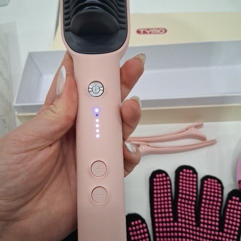 TYMO RING PLUS IONIC HAIR STRAIGHTENER BRUSH - PINK image 2