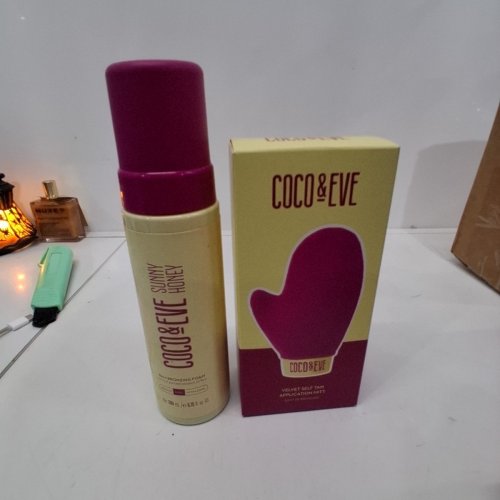 2PC COCO AND EVE SUNNY HONEY BALI BRONZING FOAM SELF TANNER & MITT - MEDIUM - 200ML image 2