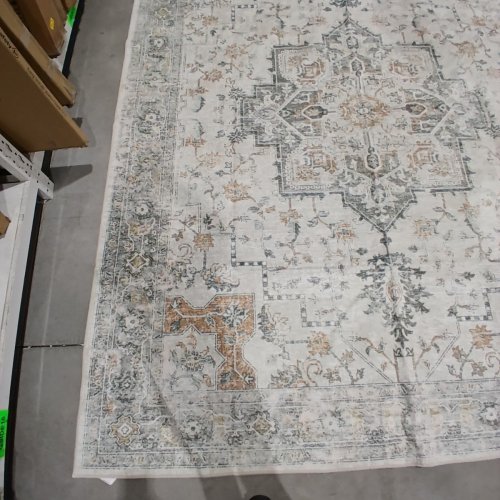 GENIMO MACHINE WASHABLE NON SLIP VINTAGE ORNATE MEDALLION AREA RUG - 8FT X 10FT - CREAM GRAY BEIGE image 3
