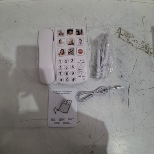 BIG BUTTON CORDED PHONE - WHITE image 2