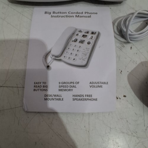 BIG BUTTON CORDED PHONE - WHITE image 4