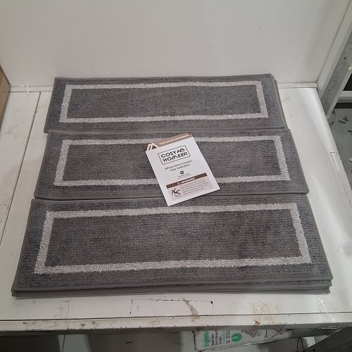 15PK COSY HOMEER CARPET BORDER RUGS FOR STAIRS - 9" X 28"- GRAY AND IVORY image 2