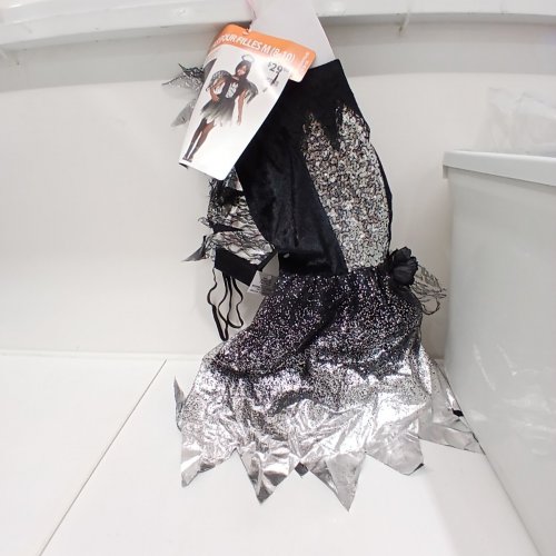 3PC DARK SPARKLE ANGEL COSTUME - MEDIUM 8-10 - BLACK SILVER image 2